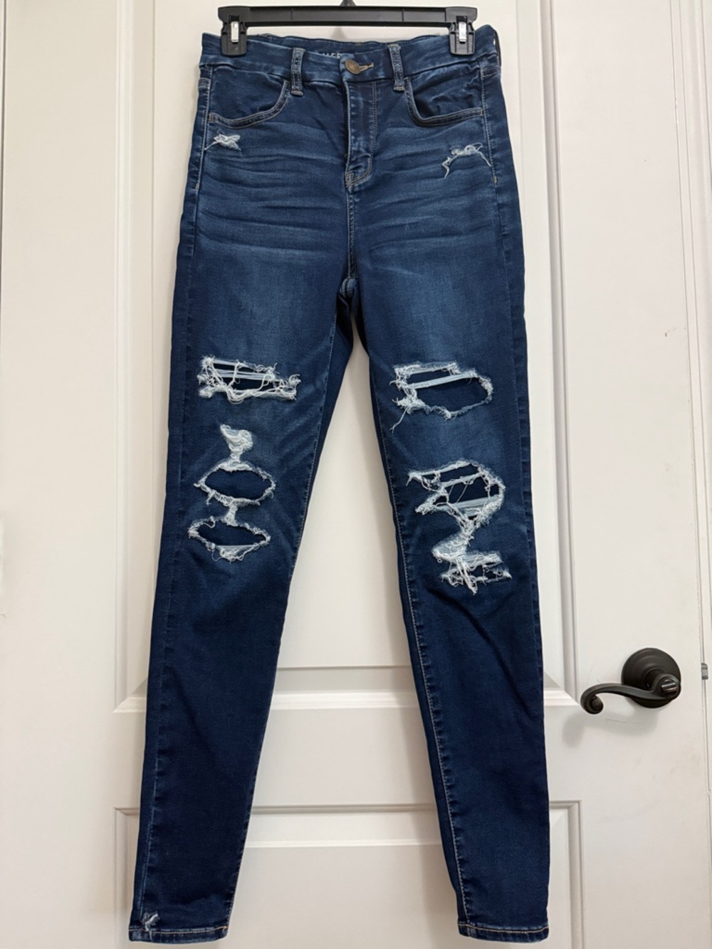 American Eagle Next Level Curvy HR Stretch Jegging Ripped Distressed Jeans Sz 4